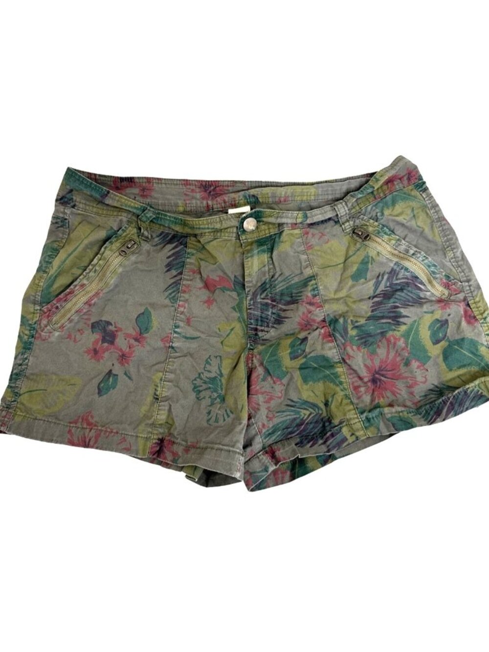 Faded Glory Womens Floral Cargo Shorts Size 16